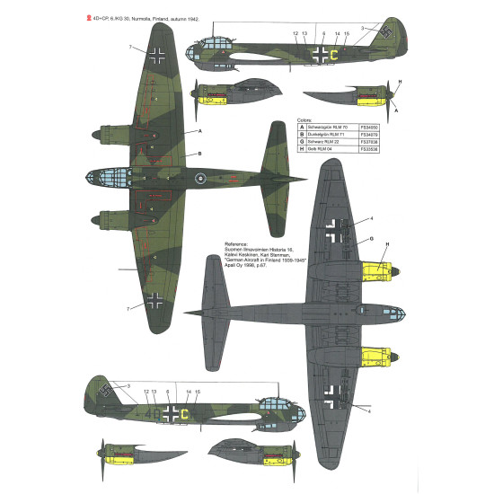 Techmod 72139 1/72 Junkers Ju-88a-4 1942-1944 Finland Sicily Aircraft Wet Decal