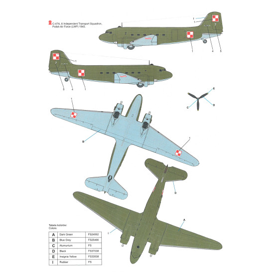 Techmod 72147 1/72 C-47a Skytrain Polish Lot Aircraft Wet Decal