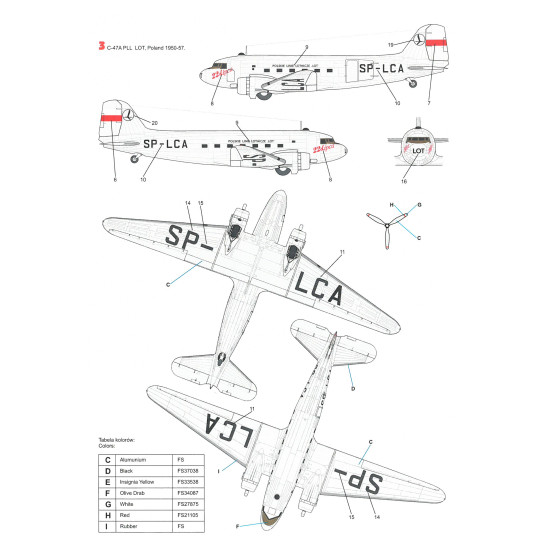 Techmod 72147 1/72 C-47a Skytrain Polish Lot Aircraft Wet Decal