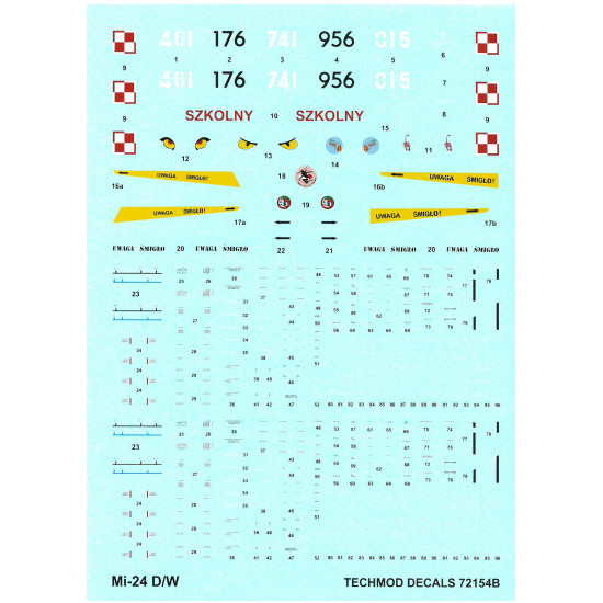 Techmod 72154 1/72 Mi-24d/W Polish Helicopter Wet Decal