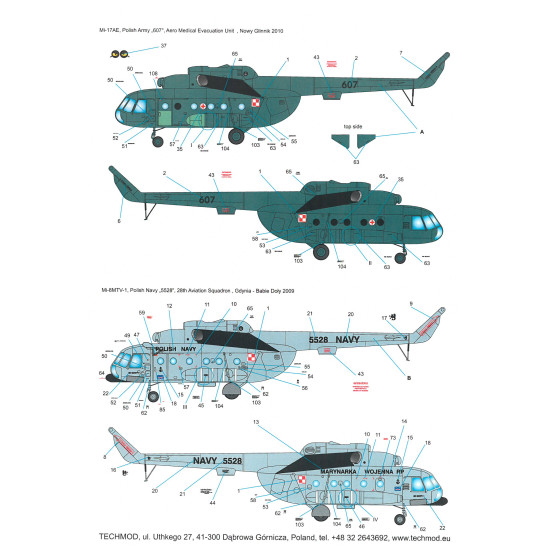 Techmod 72157 1/72 Mi-17 Mi-8mtv-1 Polish Helicopter Wet Decal