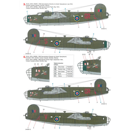 Techmod 72163 1/72 Liberator B-24 Brindisi, Italy 1944-1945 Aircraft Wet Decal