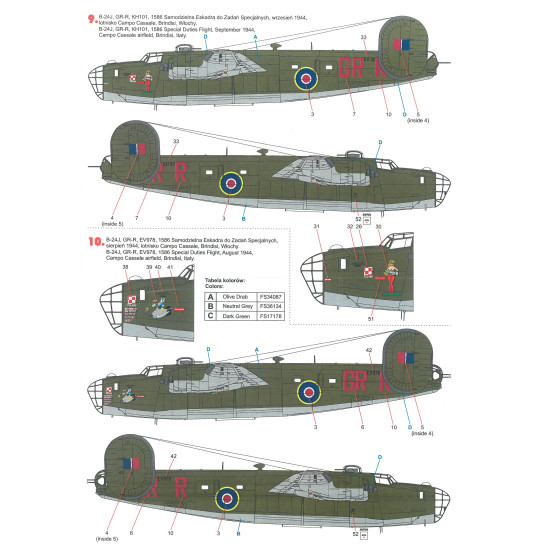 Techmod 72163 1/72 Liberator B-24 Brindisi, Italy 1944-1945 Aircraft Wet Decal