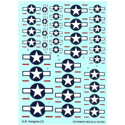 Techmod 72410 1/72 Us Insignia American Stars Wet Decal 1943-47 To Present Set 1