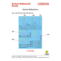 Techmod 72802 1/72 German Balkenkreuze Different Sizes Wet Decal 2 Sheets