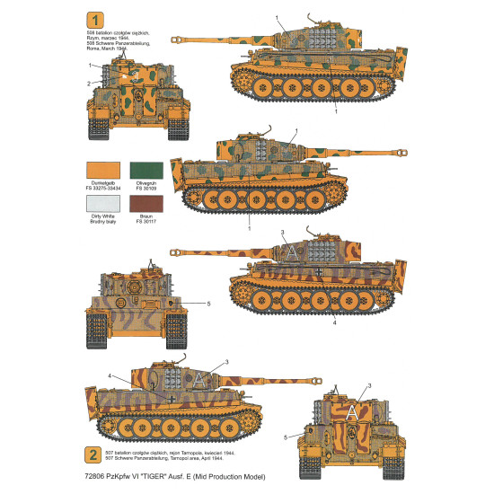 Techmod 72806 1/72 Pz Kpfw Vi Tiger Ausf E Tank Mid Production Wet Decal 1944