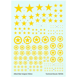 Techmod 72810 1/72 Allied Stars Insignia Yellow In Circles Wet Decal Wwii