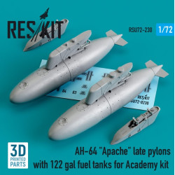 Reskit Rsu72-0230 1/72 Ah64 Apache Late Pylons With 122 Gal Fuel Tanks For Academy Kit 3d Printing