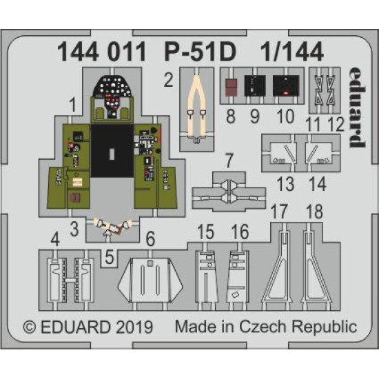 Eduard 144011 1/144 P-51D Photo-Etched for Aircraft Photo etched set