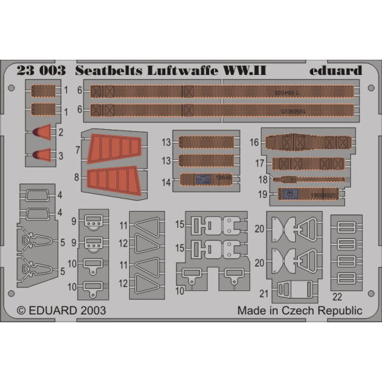 Eduard 23003 1/24 Seatbelts Luftwaffe WWII Photo-Etched for Aircraft Photo etched set