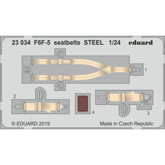 Eduard 23034 1/24 F6F-5 seatbelts STEEL Photo-Etched for Aircraft Photo etched set