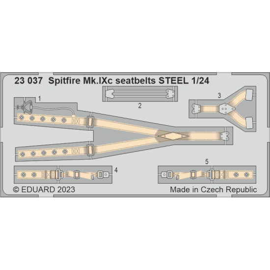 Eduard 23037 1/24 Spitfire Mk.IXc seatbelts STEEL Photo-Etched for Aircraft Photo etched set