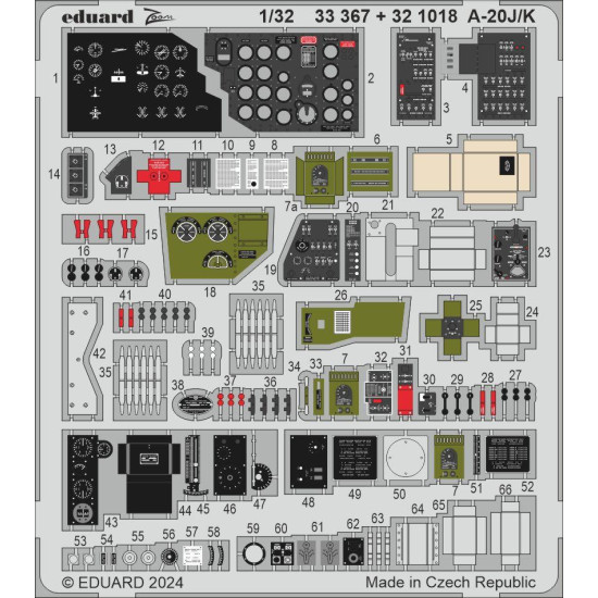 Eduard 321018 1/32 A-20J/K Photo-Etched for Aircraft Photo etched set