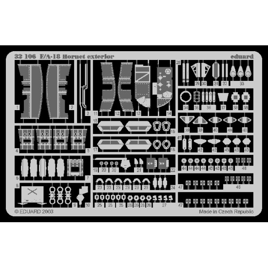 Eduard 32106 1/32 F-18 exterior Photo-Etched for Aircraft Photo etched set