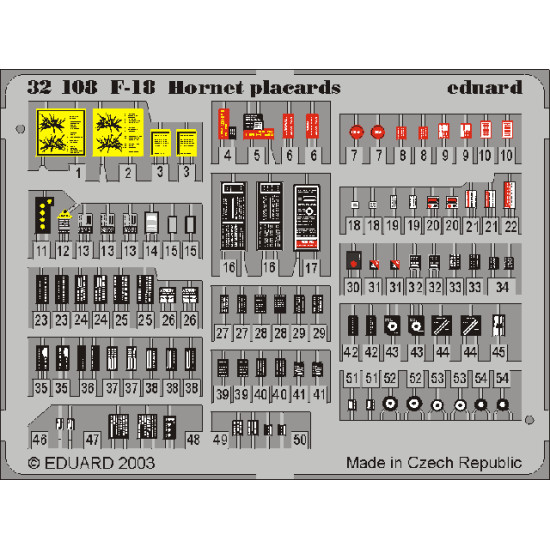 Eduard 32508 1/32 F-18 placards Photo-Etched for Aircraft Photo etched set