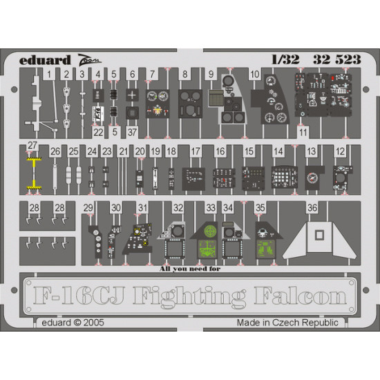 Eduard 32523 1/32 F-16CJ interior Photo-Etched for Aircraft Photo etched set Eduard 32523 1/32 F-16CJ interior Photo-Etched for Aircraft Photo etched set