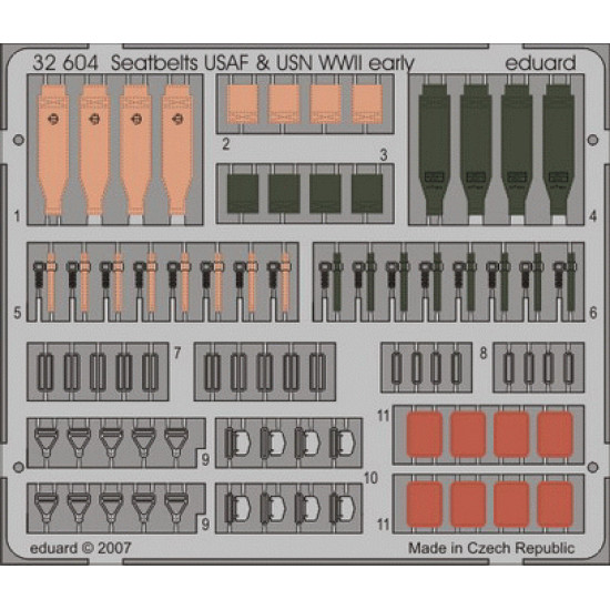 Eduard 32604 1/32 Seatbelts USAF & USN WWII early Photo-Etched for Aircraft Photo etched set