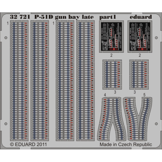 Eduard 32721 1/32 P-51D gun bay late Photo-Etched for Aircraft Photo etched set
