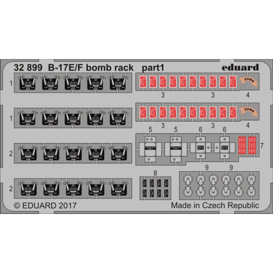 Eduard 32899 1/32 B-17E/F bomb rack Photo-Etched for Aircraft Photo etched set