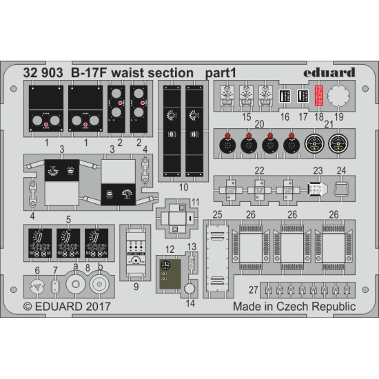 Eduard 32903 1/32 B-17F waist section Photo-Etched for Aircraft Photo etched set