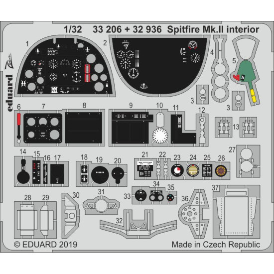 Eduard 32936 1/32 Spitfire Mk.II interior Photo-Etched for Aircraft Photo etched set