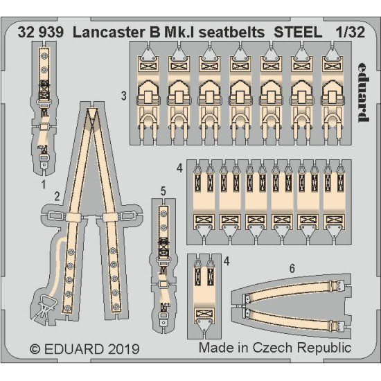 Eduard 32939 1/32 Lancaster B Mk.I seatbelts STEEL Photo-Etched for Aircraft Photo etched set Eduard 32939 1/32 Lancaster B Mk.I seatbelts STEEL Photo-Etched for Aircraft Photo etched set