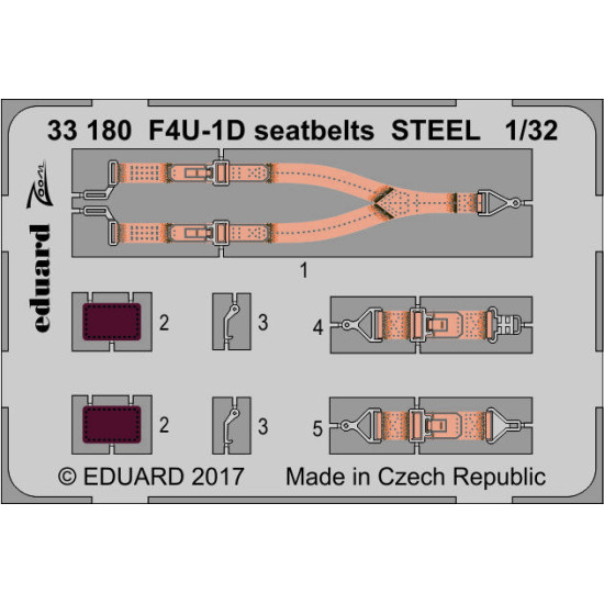 Eduard 33180 1/32 F4U-1D seatbelts STEEL Photo-Etched for Aircraft Zoom set
