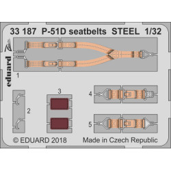 Eduard 33187 1/32 P-51D seatbelts STEEL Photo-Etched for Aircraft Zoom set