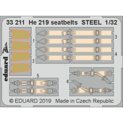 Eduard 33211 1/32 He 219 seatbelts STEEL Photo-Etched for Aircraft Zoom set