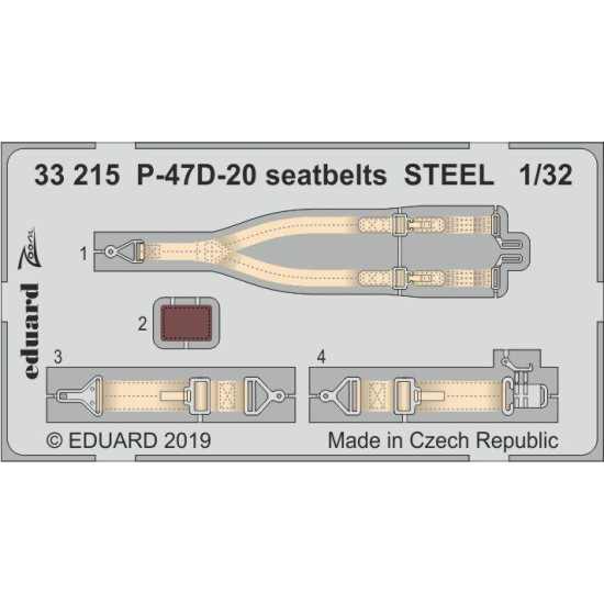 Eduard 33215 1/32 P-47D-20 seatbelts STEEL Photo-Etched for Aircraft Zoom set