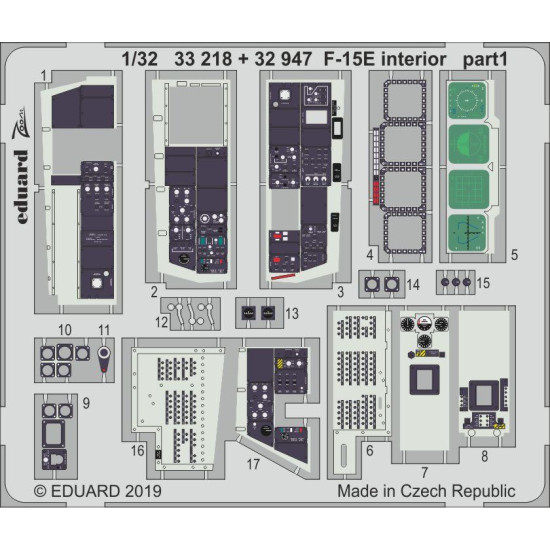 Eduard 33218 1/32 F-15E interior Photo-Etched for Aircraft Zoom set