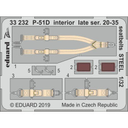Eduard 33232 1/32 P-51D interior late ser. 20-35 seatbelts STEEL Photo-Etched for Aircraft Zoom set