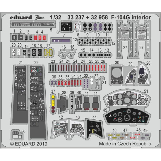 Eduard 33237 1/32 F-104G interior Photo-Etched for Aircraft Zoom set