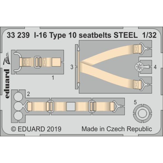 Eduard 33239 1/32 I-16 Type 10 seatbelts STEEL Photo-Etched for Aircraft Zoom set