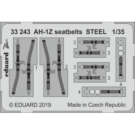 Eduard 33243 1/35 AH-1Z seatbelts STEEL Photo-Etched for Aircraft Zoom set Eduard 33243 1/35 AH-1Z seatbelts STEEL Photo-Etched for Aircraft Zoom set