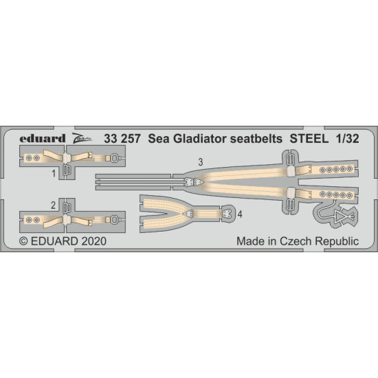 Eduard 33257 1/32 Sea Gladiator seatbelts STEEL Photo-Etched for Aircraft Zoom set