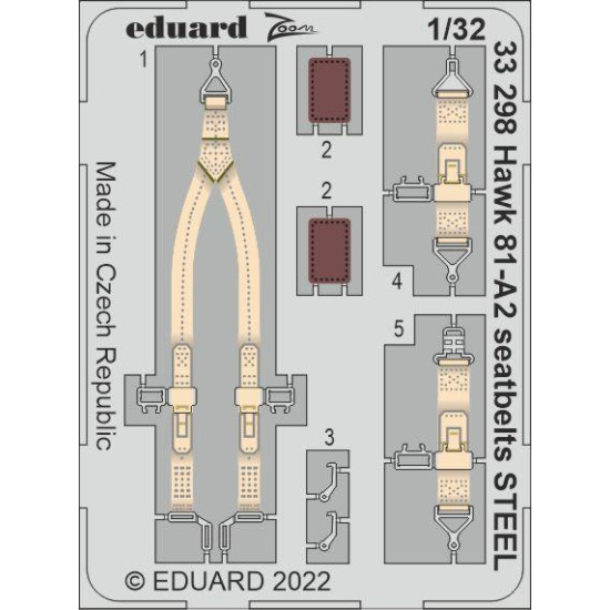 Eduard 33298 1/32 Hawk 81-A2 seatbelts STEEL Photo-Etched for Aircraft Zoom set