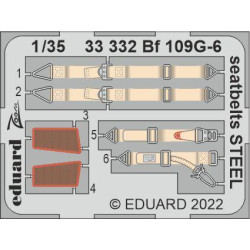 Eduard 33332 1/35 Bf 109G-6 seatbelts STEEL Photo-Etched for Aircraft Zoom set