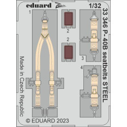 Eduard 33346 1/32 P-40B seatbelts STEEL Photo-Etched for Aircraft Zoom set