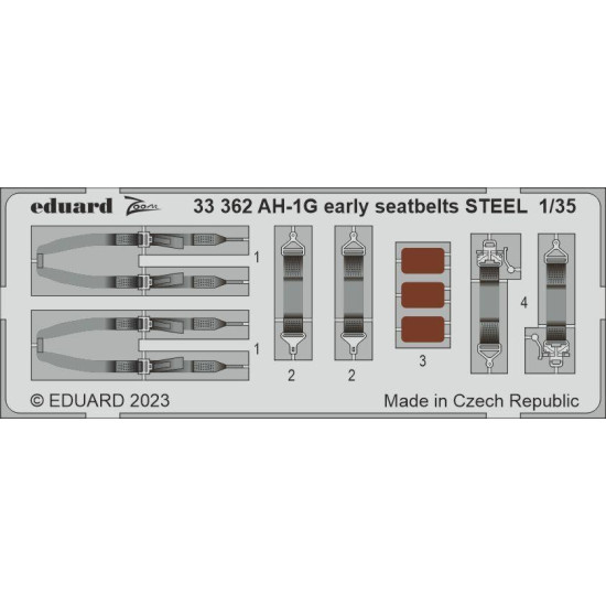 Eduard 33362 1/35 AH-1G early seatbelts STEEL Photo-Etched for Aircraft Zoom set