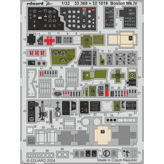 Eduard 33369 1/32 Boston Mk.IV Photo-Etched for Aircraft Zoom set