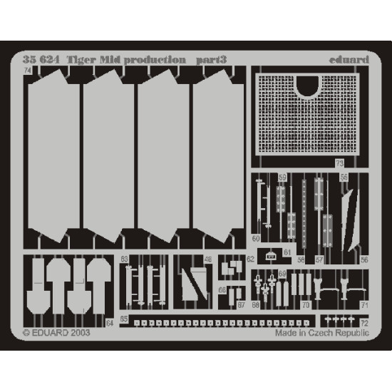 Eduard 35624 1/35 Tiger I Mid. Production Photo-Etched for AFV Photo etched set