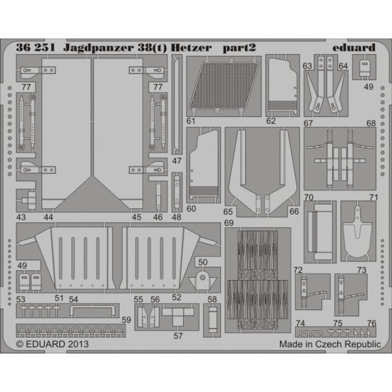 Eduard 36251 1/35 Jagdpanzer 38(t) Hetzer Photo-Etched for AFV Photo etched set