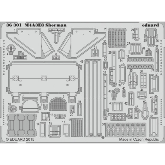 Eduard 36301 1/35 M4A3E8 Sherman Photo-Etched for AFV Photo etched set