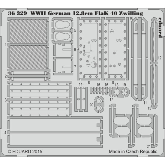 Eduard 36329 1/35 WWII German 12.8cm FlaK 40 Zwilling Photo-Etched for AFV Photo etched set