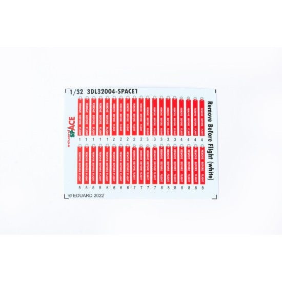 Eduard 3DL32004 1/32 Remove Before Flight (white) SPACE 3D Decal for Aircraft Space