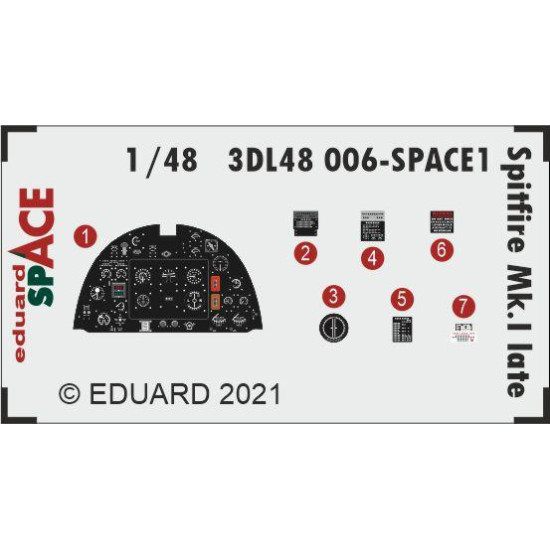 Eduard 3DL48006 1/48 Spitfire Mk.I late SPACE 3D Decal for Aircraft Space Eduard 3DL48006 1/48 Spitfire Mk.I late SPACE 3D Decal for Aircraft Space
