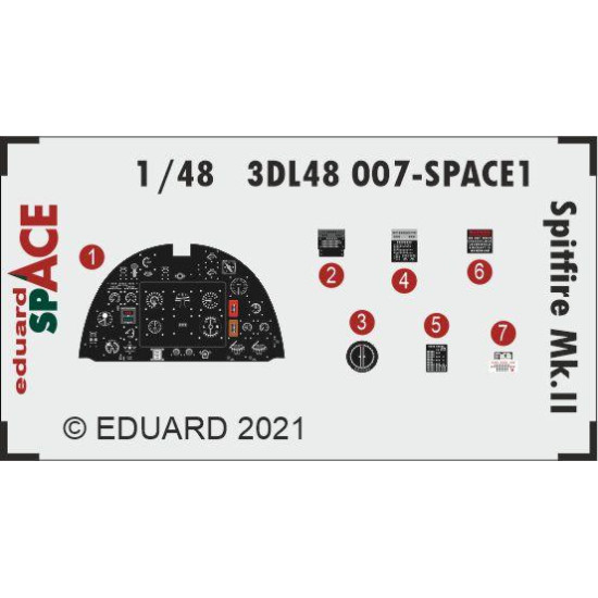 Eduard 3DL48007 1/48 Spitfire Mk.II SPACE 3D Decal for Aircraft Space Eduard 3DL48007 1/48 Spitfire Mk.II SPACE 3D Decal for Aircraft Space
