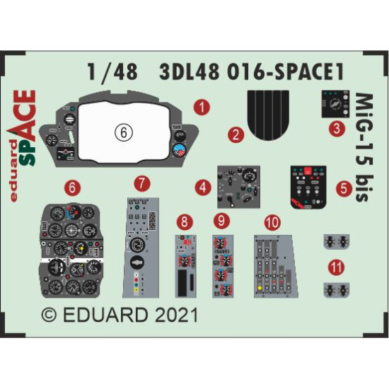 Eduard 3DL48016 1/48 MiG-15bis SPACE 3D Decal for Aircraft Space