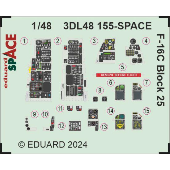Eduard 3DL48155 1/48 F-16C Block 25 SPACE 3D Decal for Aircraft Space